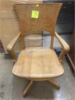 Antique Tiger Oak Office Chair - No Wheels