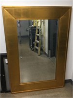 Large Gold Gilt Framed Beveled Wall Mirror -