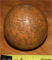 Vtg Miniature Carved Celestial Globe Gourd Art