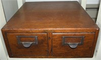 Antique Globe Oak 2 Drawer Card File Cabinet