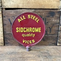Original Cast Iron Sidchrome Shop Advertising Sign