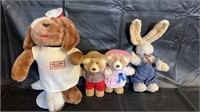 Furskin Bears And Plush Dog And Rabbit