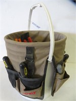 TOOL BUCKET W/ LIGHT BROWN COUGR & TOOLS