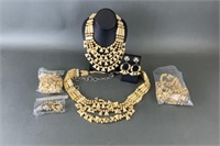 Faux Ivory Necklace, Earrings And Belt