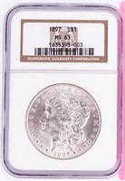 Coin 1897 Morgan Silver Dollar NGC MS63