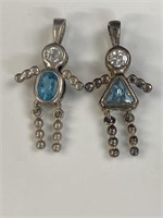 (2) 925 Sterling Silver Boy and Girl birthstone