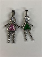 (2) 925 Sterling Silver Girl birthstone p