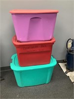 3 Plastic Totes   NOT SHIPPABLE