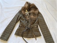 Arden B Ladies Dress Jacket with 100% Fur Trim
