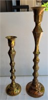 Brass candle holders. 30" & 22". Each screws