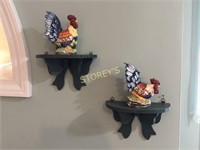 2 Bow Shelves & 2 Roosters