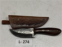 Damascus Knife w/Sheath 3 1/2"
