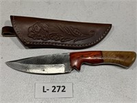 Damascus Knife w/Sheath 4 1/4"