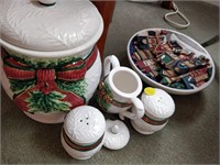 Christmas cookie jar , shakers and plate