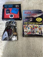 Star Trek figurine, poster set, and Starfleet