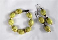 Lime Green Turquoise Bracelet & Earrings Set