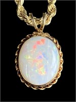 14K Gold BBB Necklace w Opal Pendant