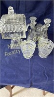 Glass collection, including sugar, creamer,
