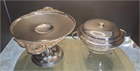 Silver plate pie/cake stand with serving