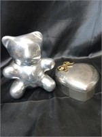 Holsten hand-crafted chrome bear and heart shaped