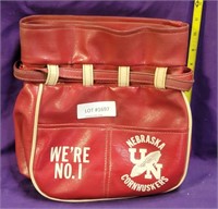 VTG. LEATHER STYLE NEBR. CORNHUSKERS BAG