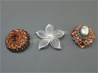 Vintage Brooch/Pins Various Styles 3pc lot