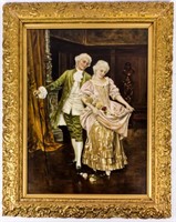 Art Framed Litho with Oil  “Rococo Pair”