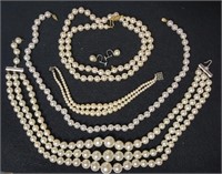 Pearl look necklaces (4) & pair of earrings