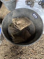 2 Rubber 24" Feed Tubs, 4 Horse Feed Bags