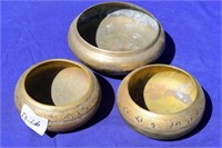 3 brass flower bowls
