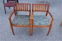 (2) Upholstered Wood Armchairs