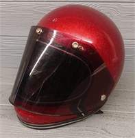 Vintage Red Metal Flake Motorcycle Helmet