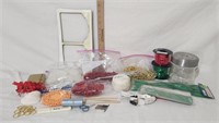 Assortment Of Crafting Supplies: Dowels, Ribbon