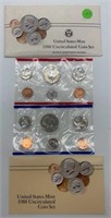 1988 US Mint Uncirculated Coin Set, 10 Coins,