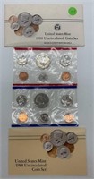 1988 US Mint Uncirculated Coin Set, 10 Coins,