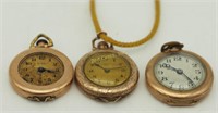 3 Vintage Elgin Ladies 7/8" Gold Filled Watches