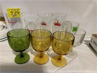 GROUP OF GLASS BARWARE, BEER GLASSES