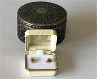 Small Lined Box with Black Hills Gold Earrings