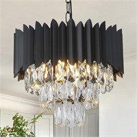 Crystal Chandelier Contemporary Small 16” Black