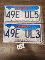 2 sets of South Dakota license plates