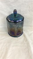 Carnival glass covered jar