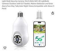 Light Bulb Security Camera, 5G/2.4GHz WiFi 2K