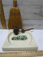 PIPE, ASHTRAY, & HAND BROOM