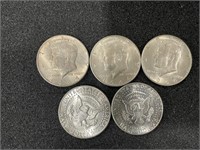5 - 1964 KENNEDY HALF DOLLARS