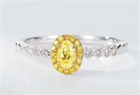 Natural Yellow Diamond Ring 18K Gold