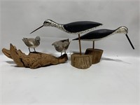 Carved Sandpiper Pair with Driftwood base