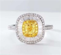 0.6ct Natural Yellow Diamond Ring 18K Gold