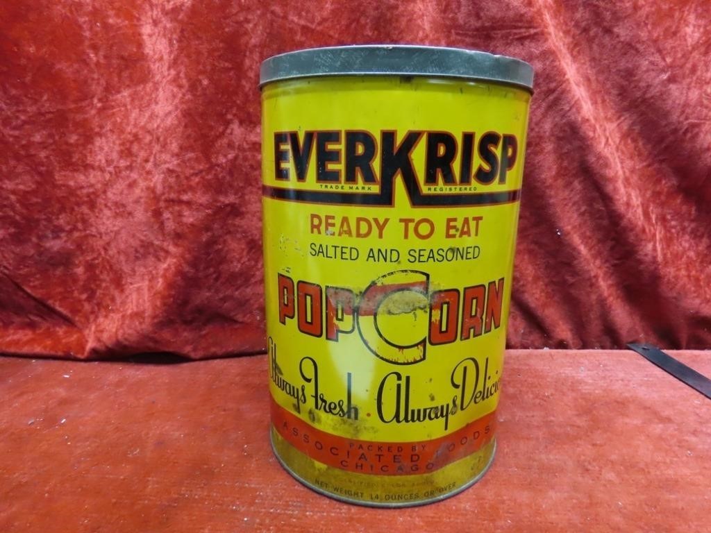 Old Ever Krisp popcorn tin.