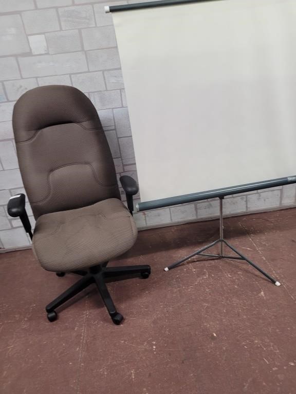 Movie screen and office chair