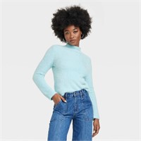 Women's Fuzzy Mock Turtleneck Pullover Sweater -